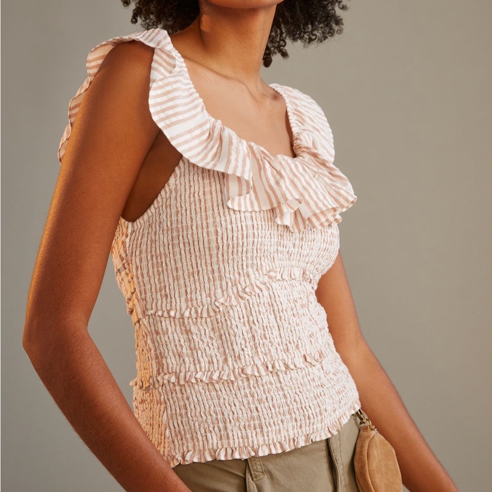 ✨ Anthropologie Ruffle Smocked Blouse Sz 1X - Picture 4 of 9